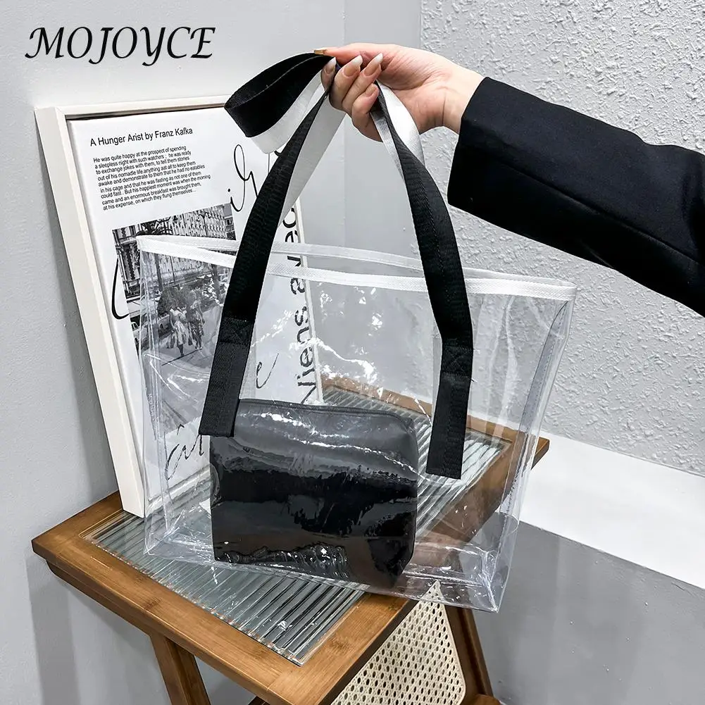 Summer PVC Transparent Composite Handbags Fashion Shopping Bags Casual Clear Beach Tote Travel Women Large Capacity Shoulder Bag
Summer PVC Transparent Composite Handbags Fashion Shopping Bags Casual Clear Beach Tote Travel Women Large Capacity Shoulder Bag