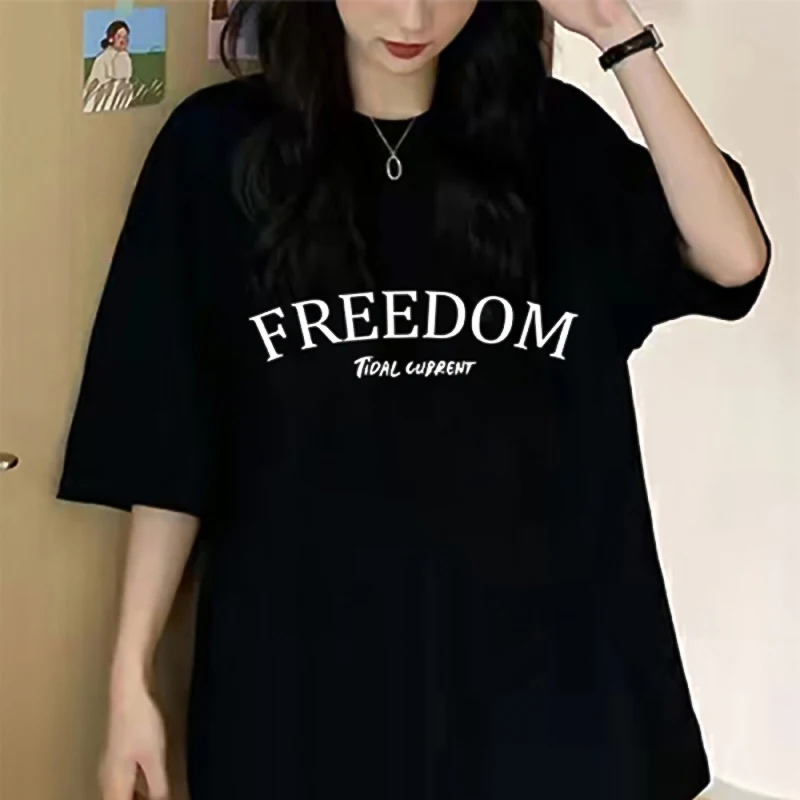Women's Summer Short Sleeved Oversized T-shirt Cotton Korean Tops Letter Print Solid Color Tees Femme Casual Sports Clothes
Women's Summer Short Sleeved Oversized T-shirt Cotton Korean Tops Letter Print Solid Color Tees Femme Casual Sports Clothes