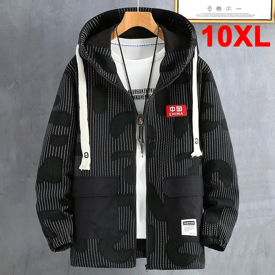 Мужская повседневная куртка с капюшоном, размеры до 10xl 
Мужская повседневная куртка с капюшоном, размеры до 10xl