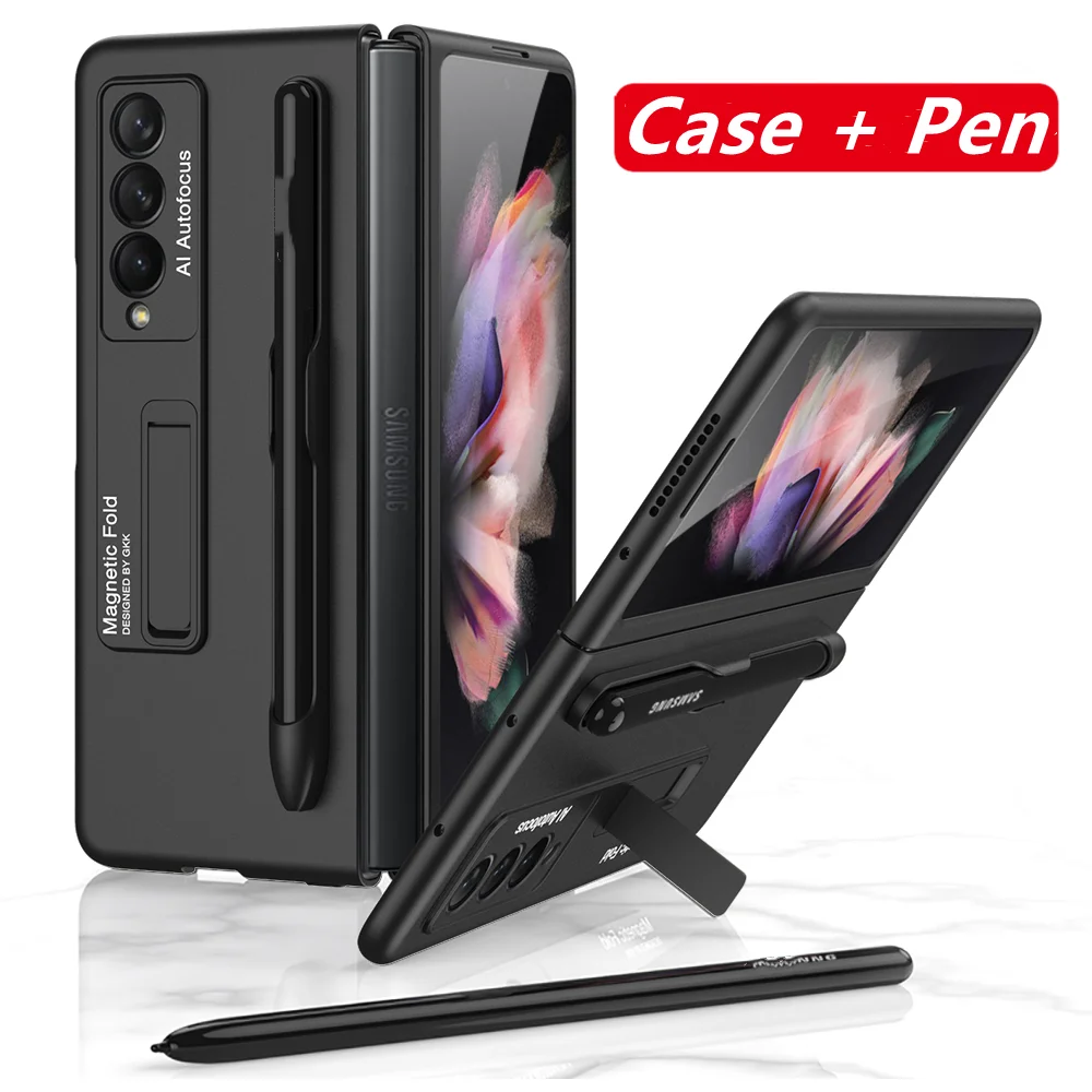 Magnetic Kickstand Pen Slot Case for Samsung Galaxy Z Fold 3 Case With Mobile phone Stylus Pen Matte Hard PC Cover for Z Fold3
Magnetic Kickstand Pen Slot Case for Samsung Galaxy Z Fold 3 Case With Mobile phone Stylus Pen Matte Hard PC Cover for Z Fold3