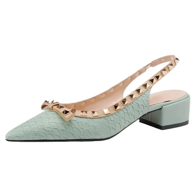 

Cresfimix Zapatos De Mujer; Женские пикантные вечерние Клубные туфли высокого качества на квадратном каблуке с заклепками; Милые женские туфли-лодочки на каблуке зеленого цвета; A24