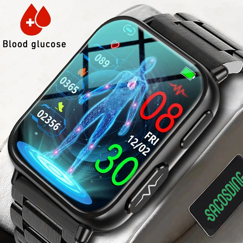 

ECG+PPG Blood Glucose Smart Watch Men Blood Pressure Monitor Thermometer Health Watch 1.91 Inch IP68 Waterproof Smartwatch Women
