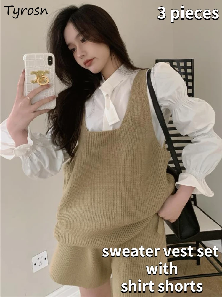 Sweater Vests Sets Women Loose Minimalist Retro All-match Casual Shirt Sweet Spring Shorts Knitwear Korean Style Ladies Trendy
Sweater Vests Sets Women Loose Minimalist Retro All-match Casual Shirt Sweet Spring Shorts Knitwear Korean Style Ladies Trendy