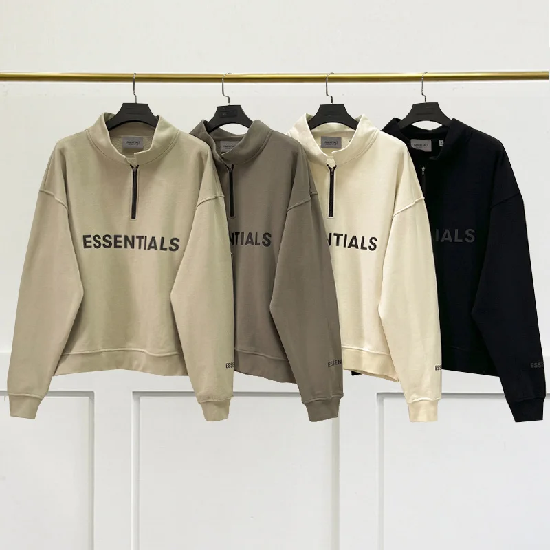 Men New ESSENTIALS Half Zip stand collar Sweatshirt Silica gel Print hoodie Loose Hip hop Unisex streetwear Pullover
Men New ESSENTIALS Half Zip stand collar Sweatshirt Silica gel Print hoodie Loose Hip hop Unisex streetwear Pullover