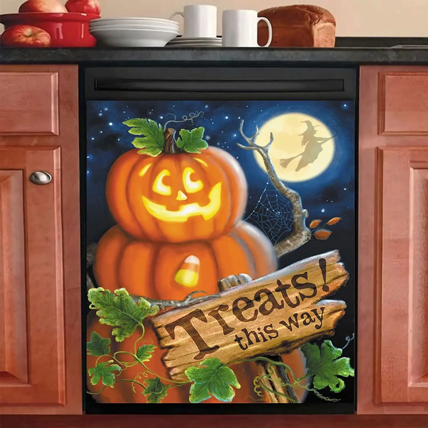 Treats This Way Hallowenn Magnetic Dishwasher Cover Light Pumpkin Decor Fridge Magents Sticker Vinyl Decals for Kitchen 23" W x
Treats This Way Hallowenn Magnetic Dishwasher Cover Light Pumpkin Decor Fridge Magents Sticker Vinyl Decals for Kitchen 23" W x