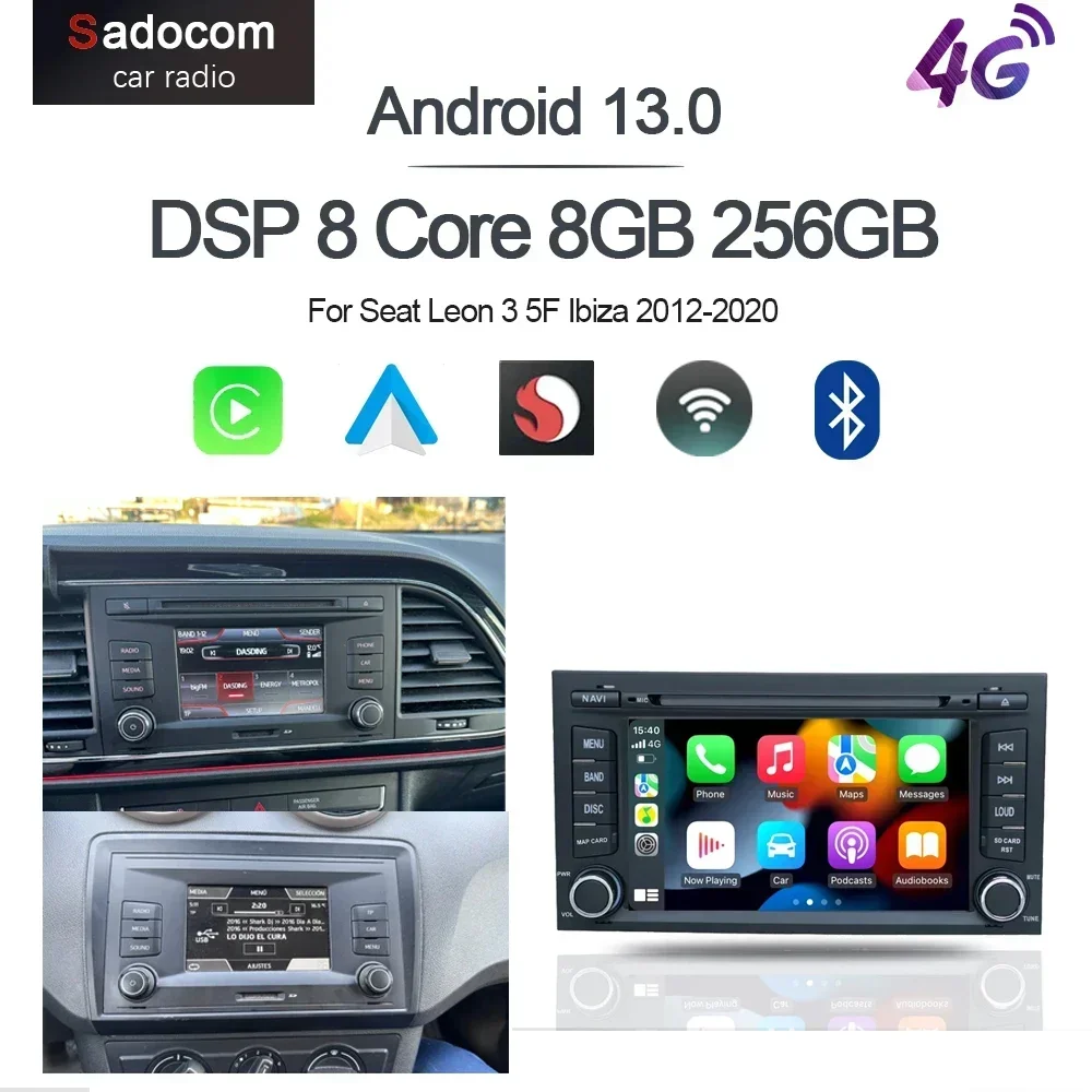 Беспроводная мультимедийная Автомагнитола CarPlay 7 дюймов Android 13.0 8 ГБ 256 ГГц GPS Wi-Fi