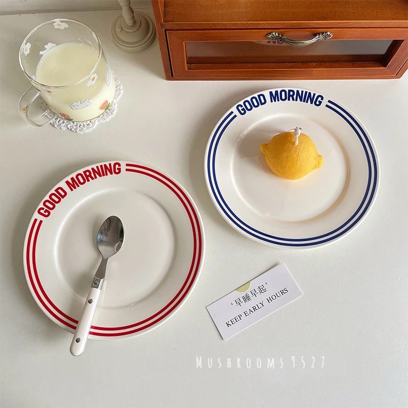 Good Morning! Korean Coffee Shop Retro Girl Heart English Alphabet Simple Ceramic Breakfast Plate Household Dish Dessert Plate
Good Morning! Korean Coffee Shop Retro Girl Heart English Alphabet Simple Ceramic Breakfast Plate Household Dish Dessert Plate