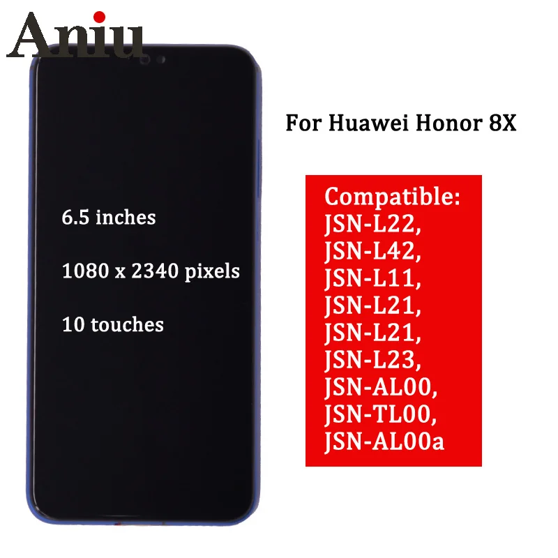 Original 6.5'' Display For Huawei Honor 8X LCD JSN-AL00 -L22 Touch Screen Digitizer Assembly Frame 10 touch
Original 6.5'' Display For Huawei Honor 8X LCD JSN-AL00 -L22 Touch Screen Digitizer Assembly Frame 10 touch