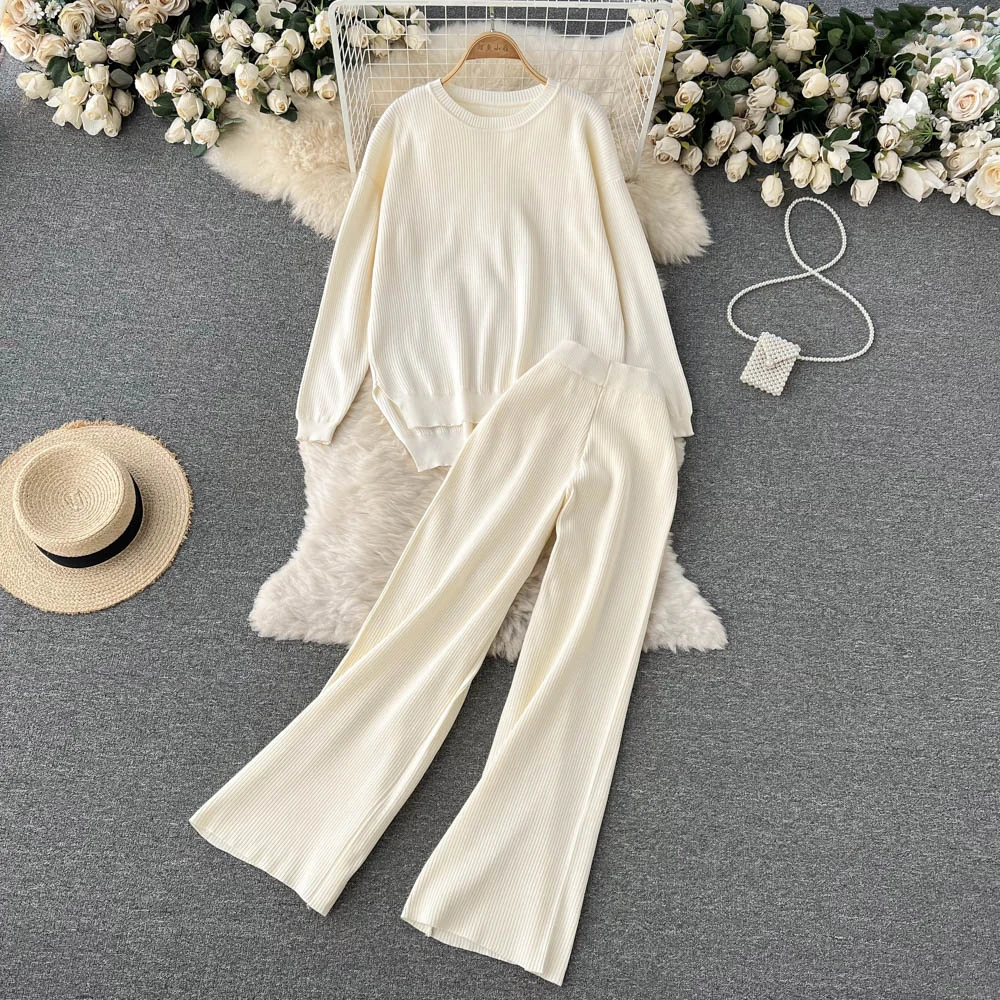 VANOVICH Korean Style Loose Long-sleeved Knitted Top High-waisted Wide-leg Pants Sets 2022 Spring and Summer New Pant Sets
VANOVICH Korean Style Loose Long-sleeved Knitted Top High-waisted Wide-leg Pants Sets 2022 Spring and Summer New Pant Sets