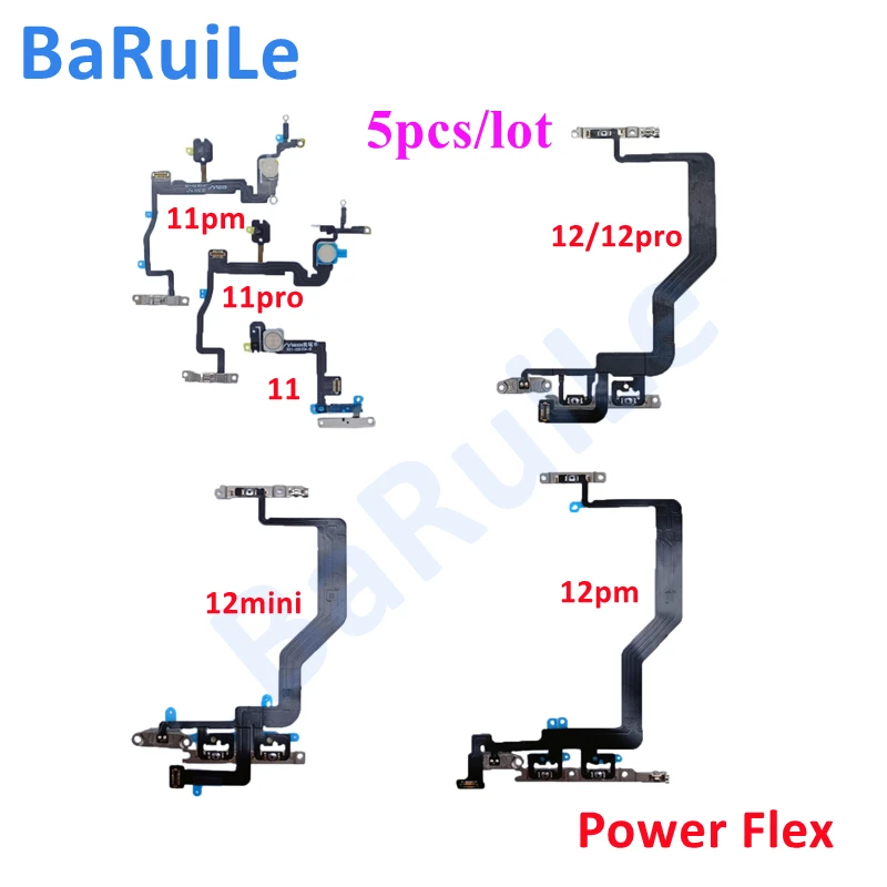 Гибкий кабель питания BaRuiLe для 11 Pro 12 Mini X XR XS MAX кнопки отключения звука и громкости