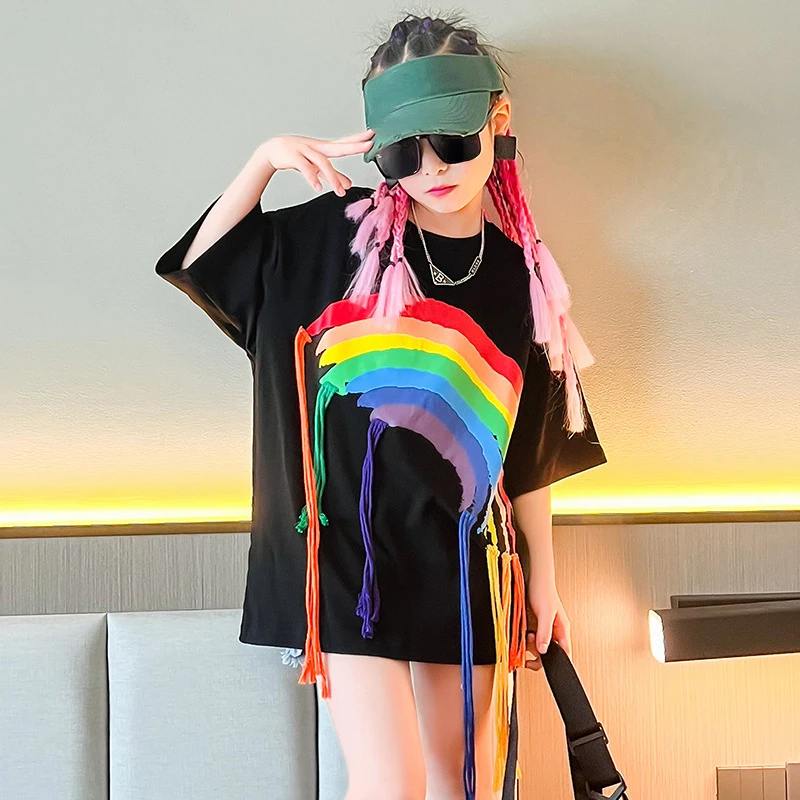 Kids Girls Rainbow T-shirt Mini Dress Summer Cartoon Princess Casual Teens 4-14Y Clothes Children Lacing Birthday Party Dresses
Kids Girls Rainbow T-shirt Mini Dress Summer Cartoon Princess Casual Teens 4-14Y Clothes Children Lacing Birthday Party Dresses