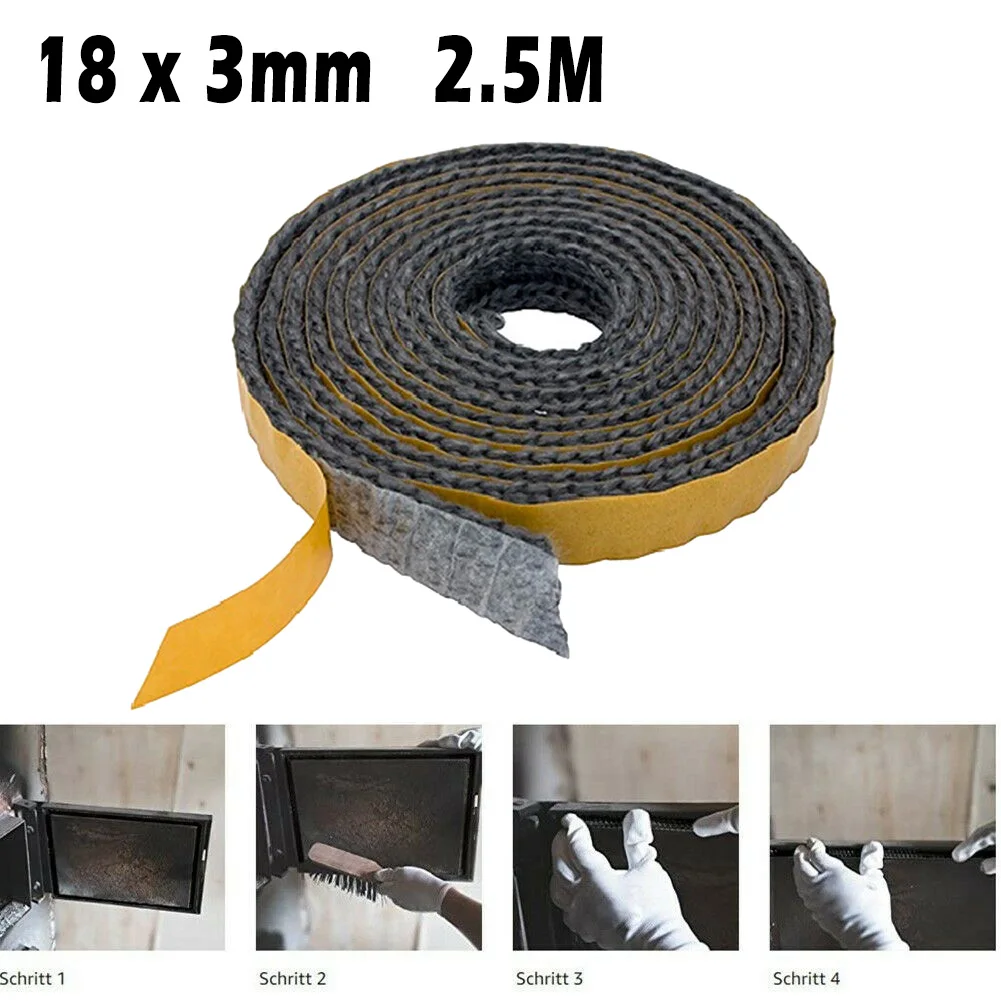 2.5M 18x3mm Wide Black Flat Stove Rope Self Adhesive Glass Seal Stove Fire Rope Fireplace Sealing Tape Replacement Gasket Cord
2.5M 18x3mm Wide Black Flat Stove Rope Self Adhesive Glass Seal Stove Fire Rope Fireplace Sealing Tape Replacement Gasket Cord