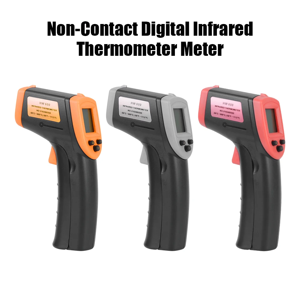

Цифровой инфракрасный термометр, измеритель температуры с ЖК-дисплеем, Бесконтактный пирометр, лазерный ИК пистолет-50 ~ 600 ℃