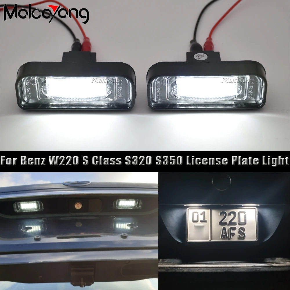 

2Pcs For Mercedes Benz W220 S Class S320 S350 S500 S55 S600 S65 99-05 SMD Canbus White Error Free LED License Plate Light Lamp