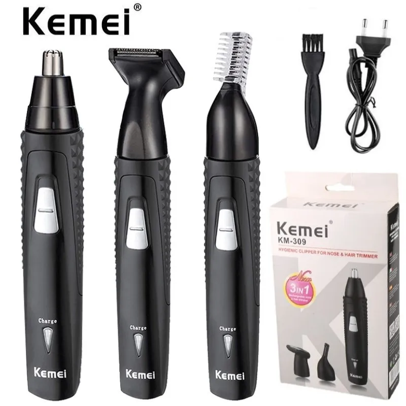 Kemei 3-In-1 Rechargeable Electric Nose Hair Trimmer Ear Sideburns Cutter Cleaner Facial Care Machine Nose&Ear Clipper KM-309
Kemei 3-In-1 Rechargeable Electric Nose Hair Trimmer Ear Sideburns Cutter Cleaner Facial Care Machine Nose&Ear Clipper KM-309