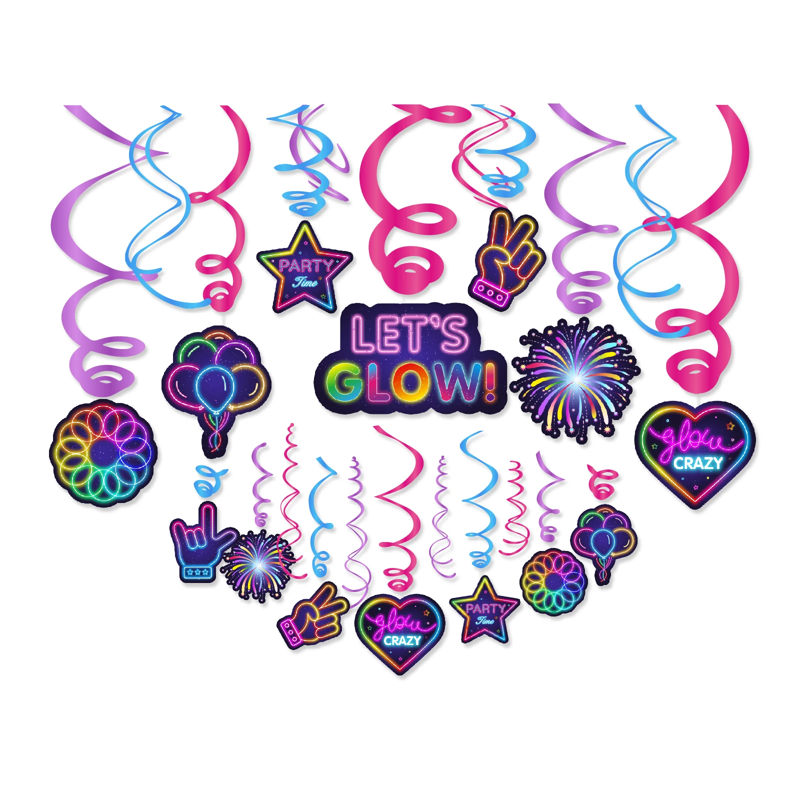 30pcs Glow Music Party Ceiling Swirl Banner Club Party Decoration Hanging Spiral DIY Birthday Party Backdrop Wall Decor Supplies
30pcs Glow Music Party Ceiling Swirl Banner Club Party Decoration Hanging Spiral DIY Birthday Party Backdrop Wall Decor Supplies