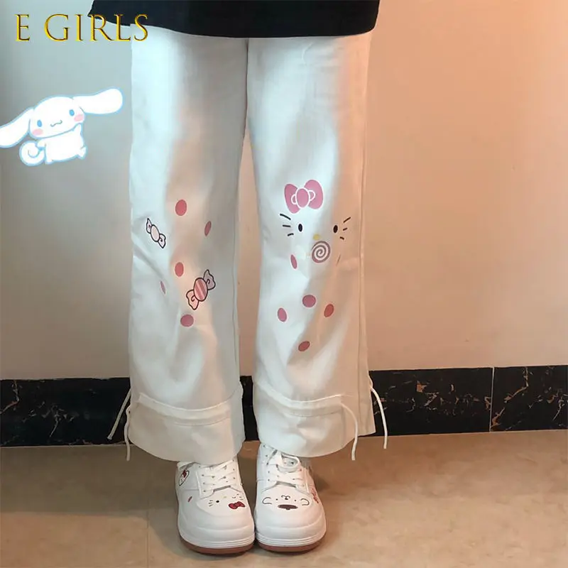 E GIRLS White Wide Leg Pants Women Kawaii Cartoon Print Korean Fashion 90s Cute Oversize Loose for Female Soft Girl Pink
E GIRLS White Wide Leg Pants Women Kawaii Cartoon Print Korean Fashion 90s Cute Oversize Loose for Female Soft Girl Pink