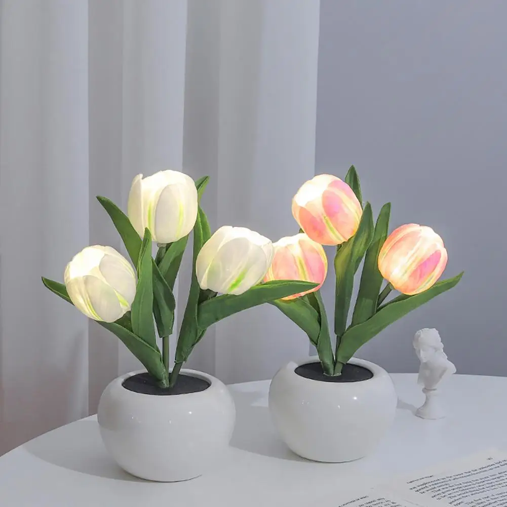 LED Tulip Night Light Simulation Flower Table Lamp Home Decoration Atmosphere Lamp Romantic Potted Gift for Office Room Decor
LED Tulip Night Light Simulation Flower Table Lamp Home Decoration Atmosphere Lamp Romantic Potted Gift for Office Room Decor