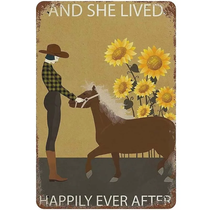 Girl Sunflower Horse Vintage Retro Tin Metal Sign Decor and she Lived Happily Ever After Miniature Horse Rustic Shabby Chic
Girl Sunflower Horse Vintage Retro Tin Metal Sign Decor and she Lived Happily Ever After Miniature Horse Rustic Shabby Chic