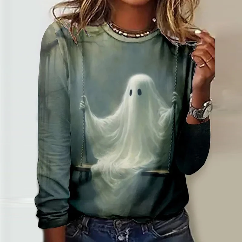 Halloween Elements Print Casual T-shirt Women Spring Round Neck Office Top Pullover Autumn Long Sleeve Loose Tee Shirts Harajuku
Halloween Elements Print Casual T-shirt Women Spring Round Neck Office Top Pullover Autumn Long Sleeve Loose Tee Shirts Harajuku