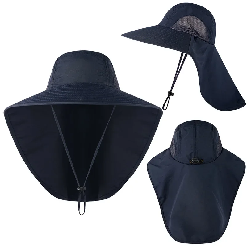 

Шляпа от солнца UPF50 + для женщин и мужчин, Воздухопроницаемая сетчатая Панама с застежкой на шею, уличная шапка с длинными широкими полями, для походов и рыбалки, лето