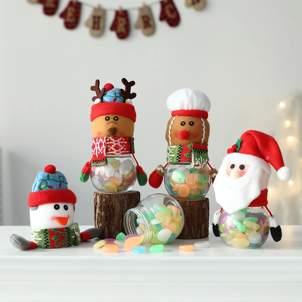 

Christmas Candy Jar Santa Elk Snowman Storage Bottle Christmas Party Decoration Supplies Gift Wrap Box Kids New Year Sweet Gifts