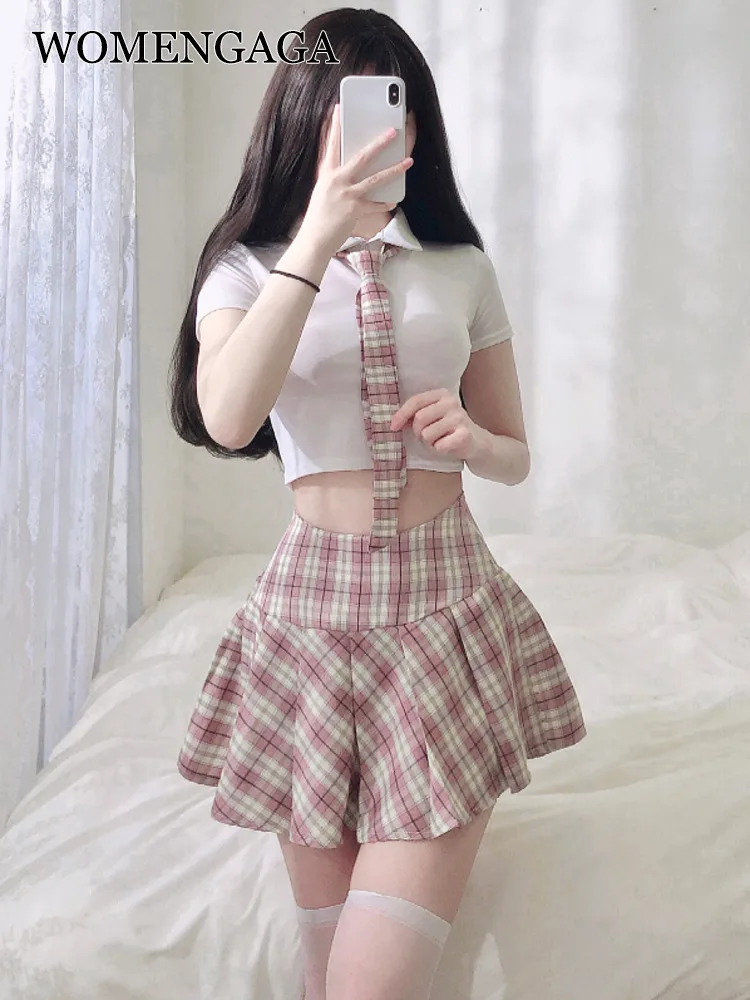 WOMENGAGA Top Student JK Uniform Plaid Mini Pleated Skirt Student Female Short High Waist Spice Girl Pink T Shirt Tees Suit BOZ3
WOMENGAGA Top Student JK Uniform Plaid Mini Pleated Skirt Student Female Short High Waist Spice Girl Pink T Shirt Tees Suit BOZ3
