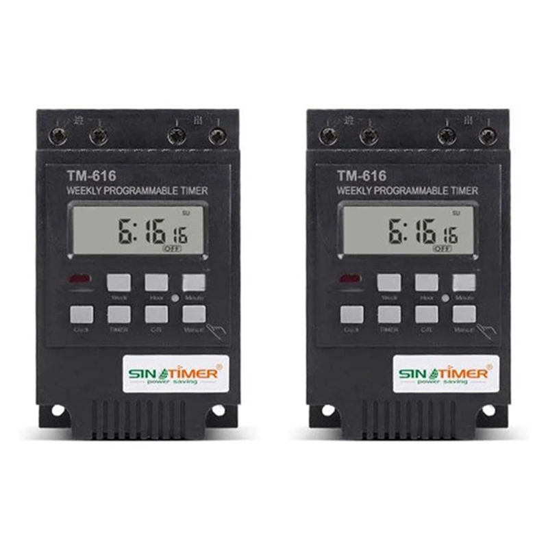 

2X SINOTIMER TM616 30AMP 4PINS 7 Days Programmable Din Rail Mount Timer Switch Digital Timer 110V Ac Programmable Timer Relay