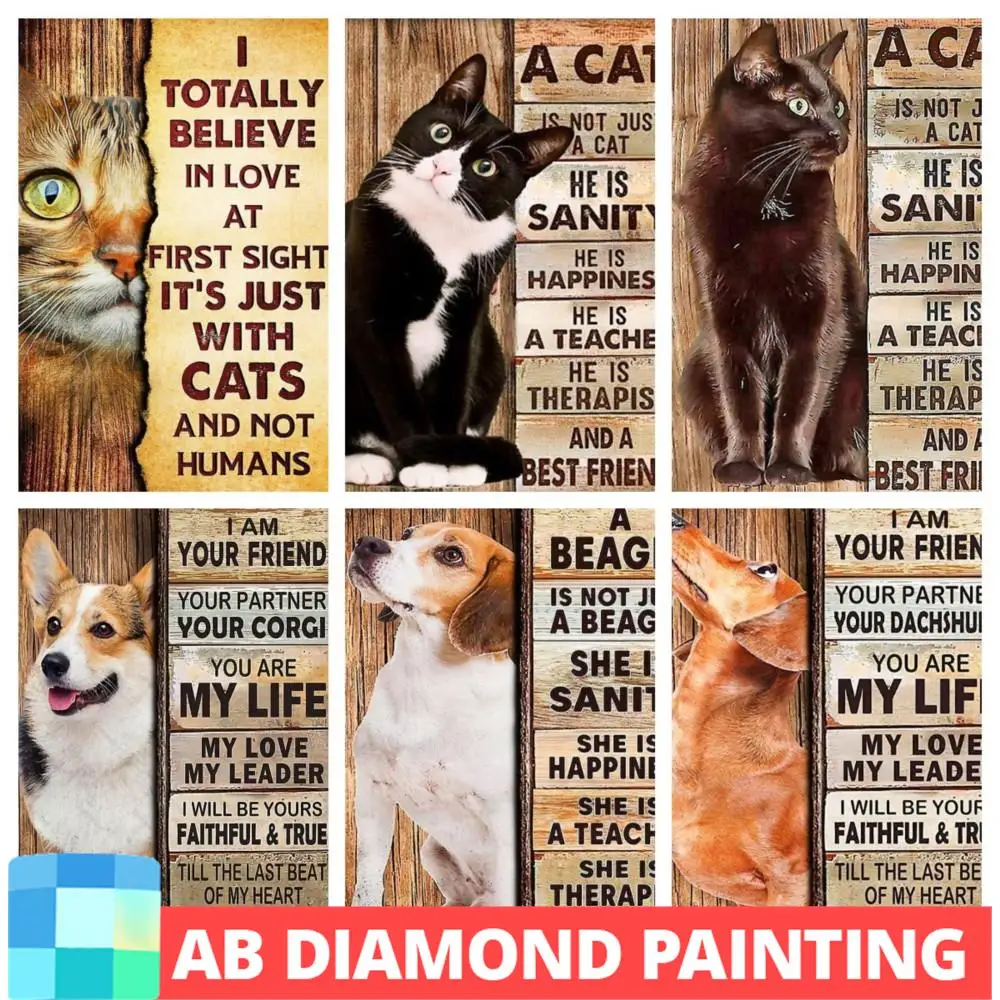 Собаки кошки DIY AB алмазная живопись полный квадратный/круглый Алмазная вышивка вышивка крестиком картина комплект ручной работы искусство ... 
Собаки кошки DIY AB алмазная живопись полный квадратный/круглый Алмазная вышивка вышивка крестиком картина комплект ручной работы искусство ...
