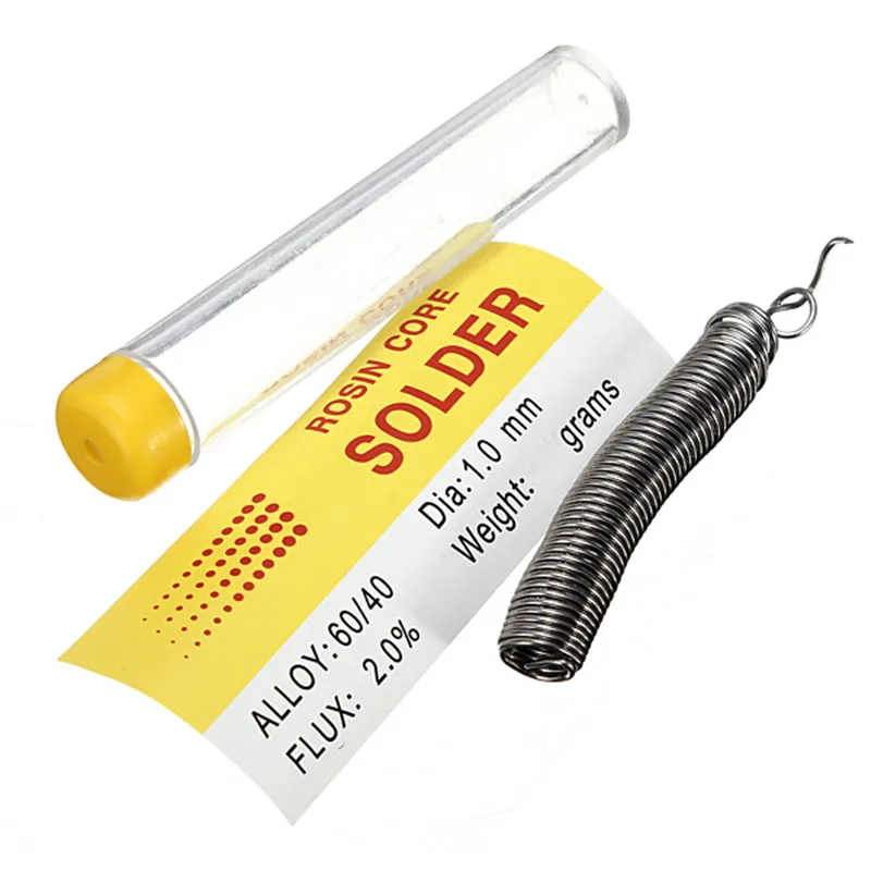 5Pcs 1.0mm 40/60 Tin/Resin Flux Rosin Core Solder Welding Soldering Wire & Pen Tube Dispenser Tin Lead Core Soldering Wire Tool
5Pcs 1.0mm 40/60 Tin/Resin Flux Rosin Core Solder Welding Soldering Wire & Pen Tube Dispenser Tin Lead Core Soldering Wire Tool