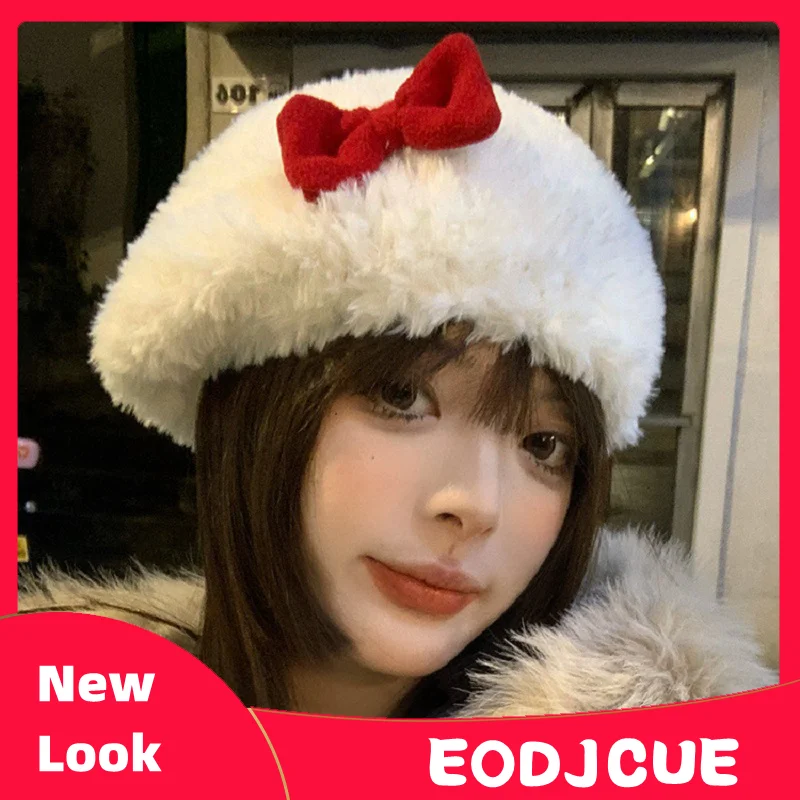 Корейская версия плюшевый берет с красным бантом Женская осенне-зимняя теплая Модная Милая однотонная шапка художника из овечьей шерсти бе... 
Корейская версия плюшевый берет с красным бантом Женская осенне-зимняя теплая Модная Милая однотонная шапка художника из овечьей шерсти бе...