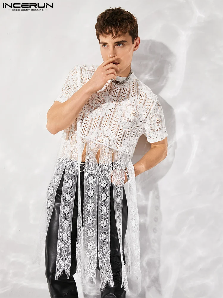 INCERUN New Men's Lace Truncated Hem T-shirts Stylish Male Stitching Short-sleeved Camiseta S-5XL Fashion Casual Style Tops 2022
INCERUN New Men's Lace Truncated Hem T-shirts Stylish Male Stitching Short-sleeved Camiseta S-5XL Fashion Casual Style Tops 2022