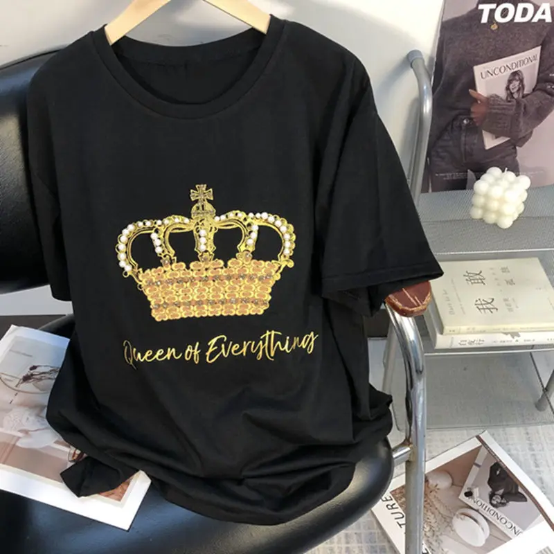 2022 Spring And Summer Hot Sale New Fashion Diamond Crown Women's Short-Sleeved T-Shirt
2022 Spring And Summer Hot Sale New Fashion Diamond Crown Women's Short-Sleeved T-Shirt