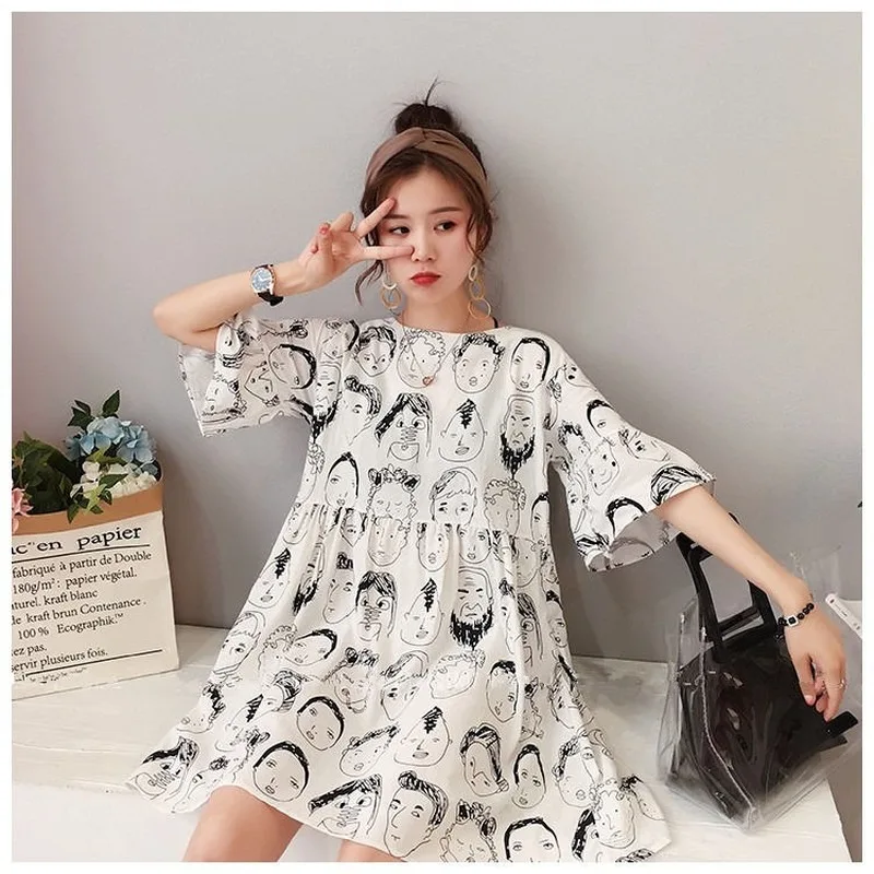 A GIRLS 5XLKorean Fashion Harajuku T Shirt Dress Women's Manga Summer Casual Cartoon Print Dress Short Sleeve Kpop Clothes
A GIRLS 5XLKorean Fashion Harajuku T Shirt Dress Women's Manga Summer Casual Cartoon Print Dress Short Sleeve Kpop Clothes
