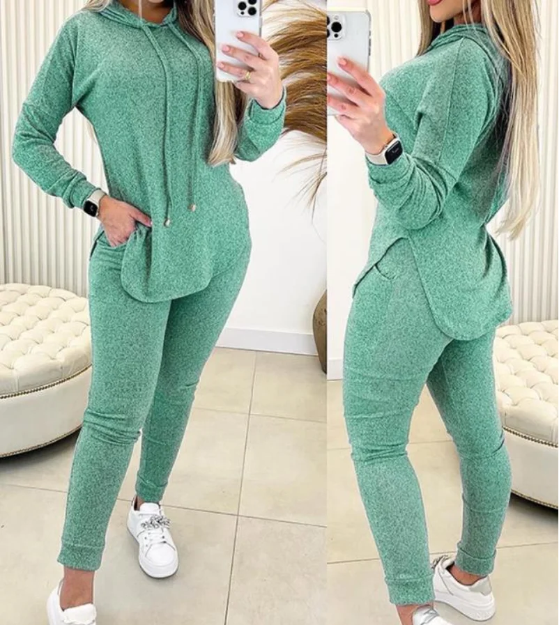 2 Piece Set Women Outfits Slim Spring Autumn Fashion Hem Slit Long Sleeve Hooded Sweatshirt High Waist Pants Female Tracksuit
2 Piece Set Women Outfits Slim Spring Autumn Fashion Hem Slit Long Sleeve Hooded Sweatshirt High Waist Pants Female Tracksuit