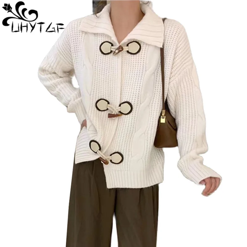 UHYTGF 2022 Knitted Cardigan Women's Sweater Coat Fashion Horn Button Autumn Sweaters Jacket Female Sweet Student Girl Tops 1920
UHYTGF 2022 Knitted Cardigan Women's Sweater Coat Fashion Horn Button Autumn Sweaters Jacket Female Sweet Student Girl Tops 1920