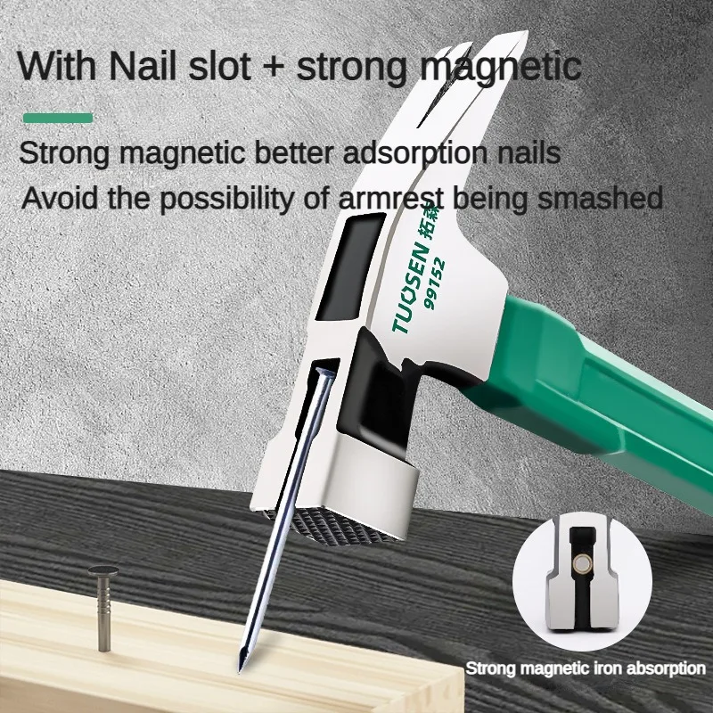 

Multi functional anti-skid shockproof claw hammer Woodworking hammering steel hammer Magnetic automatic nail hammer Hand tool