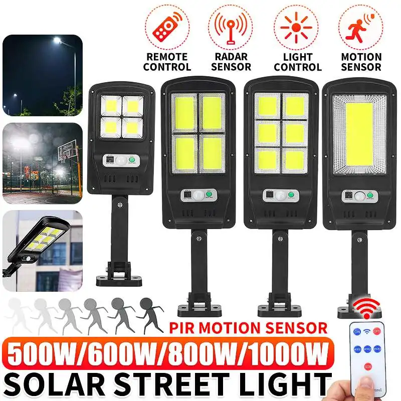 Solar Powered LED COB Street Light PIR Motion Sensor Outdoor Garden Wall Lamp+Remote Control Street Lantern Emergency Spotlight
Solar Powered LED COB Street Light PIR Motion Sensor Outdoor Garden Wall Lamp+Remote Control Street Lantern Emergency Spotlight