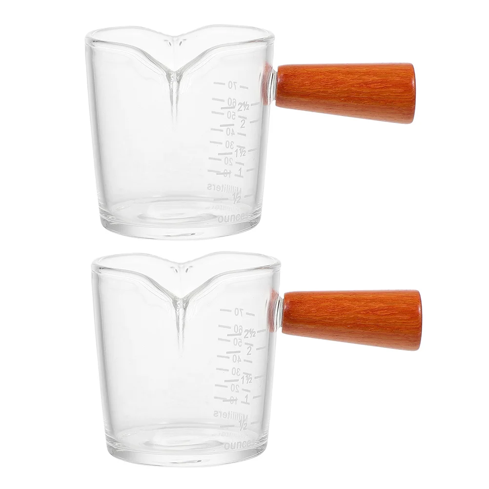 2pcs Scale Measuring Glass Coffee Cup Baking Measuring Cup Wooden Handle Cup 
2pcs Scale Measuring Glass Coffee Cup Baking Measuring Cup Wooden Handle Cup