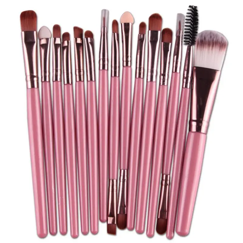 

Pink 6/15Pcs Makeup Brushes Tool Set Cosmetic Powder Eye Shadow Eyelash Foundation Blush Blending Beauty Make Up Brush Re01