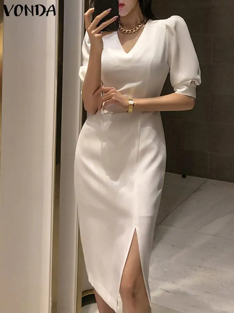 Vintage Short Sleeve Midi Dress 2023 VONDA Elegant Women Solid Color Sundress Vestidos Elegant Party Robe Loose Beach Dresses
Vintage Short Sleeve Midi Dress 2023 VONDA Elegant Women Solid Color Sundress Vestidos Elegant Party Robe Loose Beach Dresses