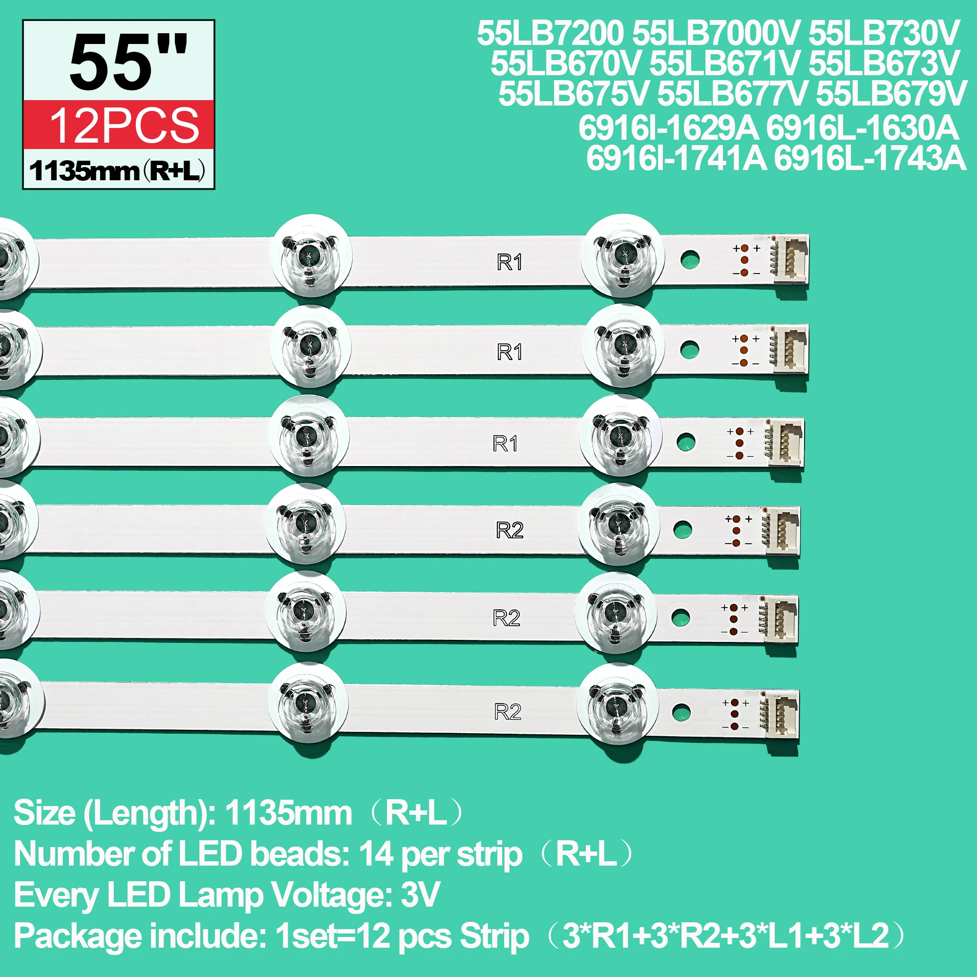 New 12 PCS/set LED Backlight strip for LIG 55LB7200 55LB7000V 55LB730V 55LB670V 55LB671V 55LB673V 55LB675V 55LB677V 55LB679V
New 12 PCS/set LED Backlight strip for LIG 55LB7200 55LB7000V 55LB730V 55LB670V 55LB671V 55LB673V 55LB675V 55LB677V 55LB679V