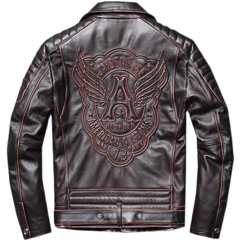 Genuine Cowhide Jacket Men's Motorcycle Leather Jacket 100% Cowhide Coat Motorcycle Jacket Skull Embroidery Men's Genuine Jacket 
Genuine Cowhide Jacket Men's Motorcycle Leather Jacket 100% Cowhide Coat Motorcycle Jacket Skull Embroidery Men's Genuine Jacket