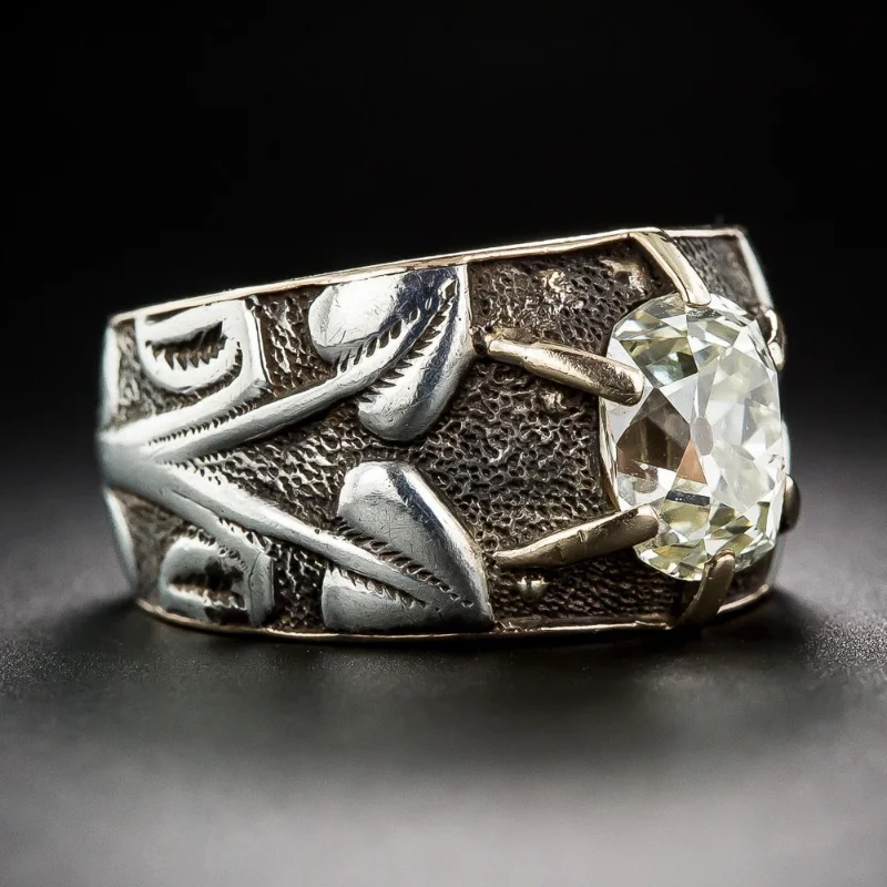 

Винтажное серебряное кольцо в виде листьев, инкрустированное драгоценным камнем, обручальное ювелирное изделие, новый инкрустированный наконечник