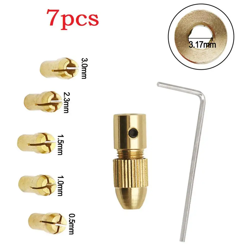 7pcs/set 2.35/3.17/4.05/5.05mm Brass Dremel Collet Mini Drill Chucks Electric Motor Shaft Drill Bits For 0.5-3.0MM Druilling
7pcs/set 2.35/3.17/4.05/5.05mm Brass Dremel Collet Mini Drill Chucks Electric Motor Shaft Drill Bits For 0.5-3.0MM Druilling