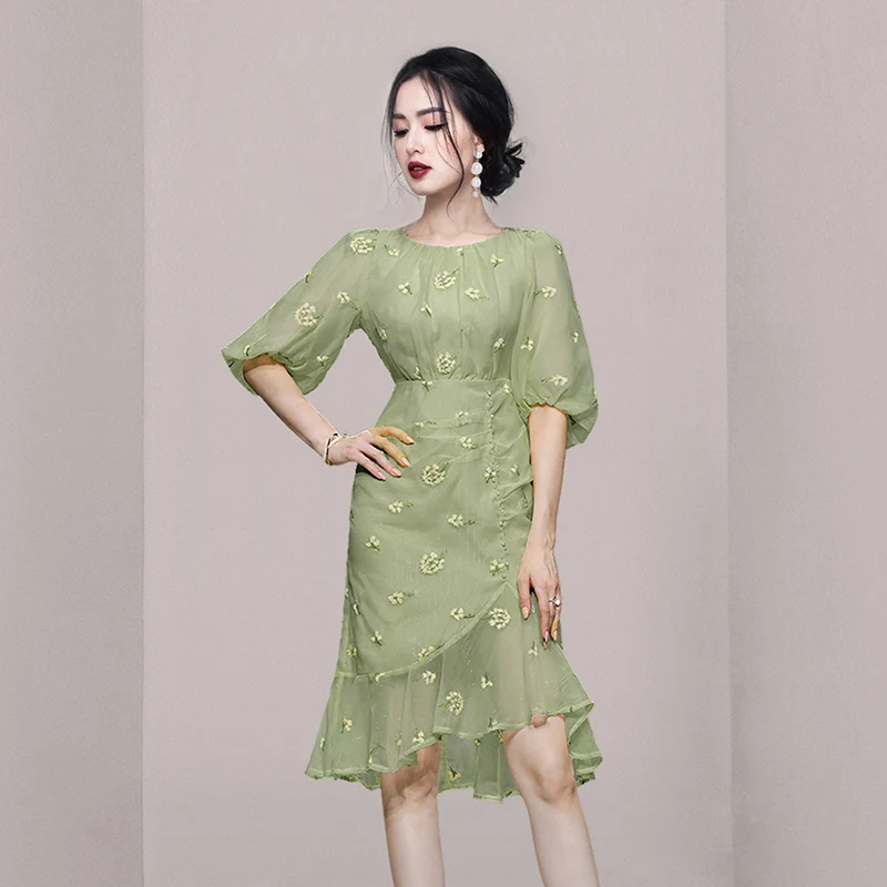 New Summer Purple Flowers Mesh Bodycon Dresses Fashion Elegant Women O Neck Puff Sleeve Embroidery Ruffles Mermaid Tulle Dress
New Summer Purple Flowers Mesh Bodycon Dresses Fashion Elegant Women O Neck Puff Sleeve Embroidery Ruffles Mermaid Tulle Dress
