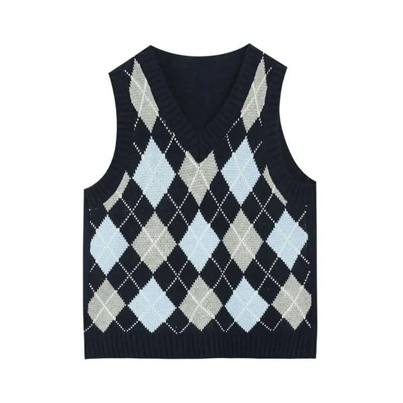 Knitted Sweater Vest Plaid V-neck Sleeveless Tank Autumn Winter Loose Women Preppy Harajuku Student Female Vests Tanks 2022 New
Knitted Sweater Vest Plaid V-neck Sleeveless Tank Autumn Winter Loose Women Preppy Harajuku Student Female Vests Tanks 2022 New