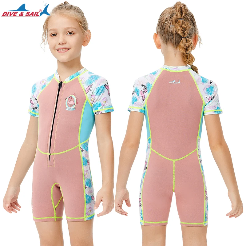 

Wetsuit Kids Full Suits Combine with Neoprene and Lycra Swimsuit UV Protection Keep Warm Short Sleeve Bathing Suit UPF50+