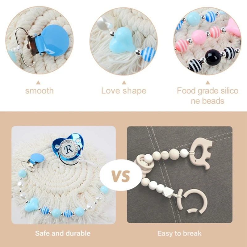 Colorful Crystal Bead Pacifier Chain Upgraded Anti-Drop Chain Round Clip used for Newborn Girls Essentials- Baby Shower-
Colorful Crystal Bead Pacifier Chain Upgraded Anti-Drop Chain Round Clip used for Newborn Girls Essentials- Baby Shower-