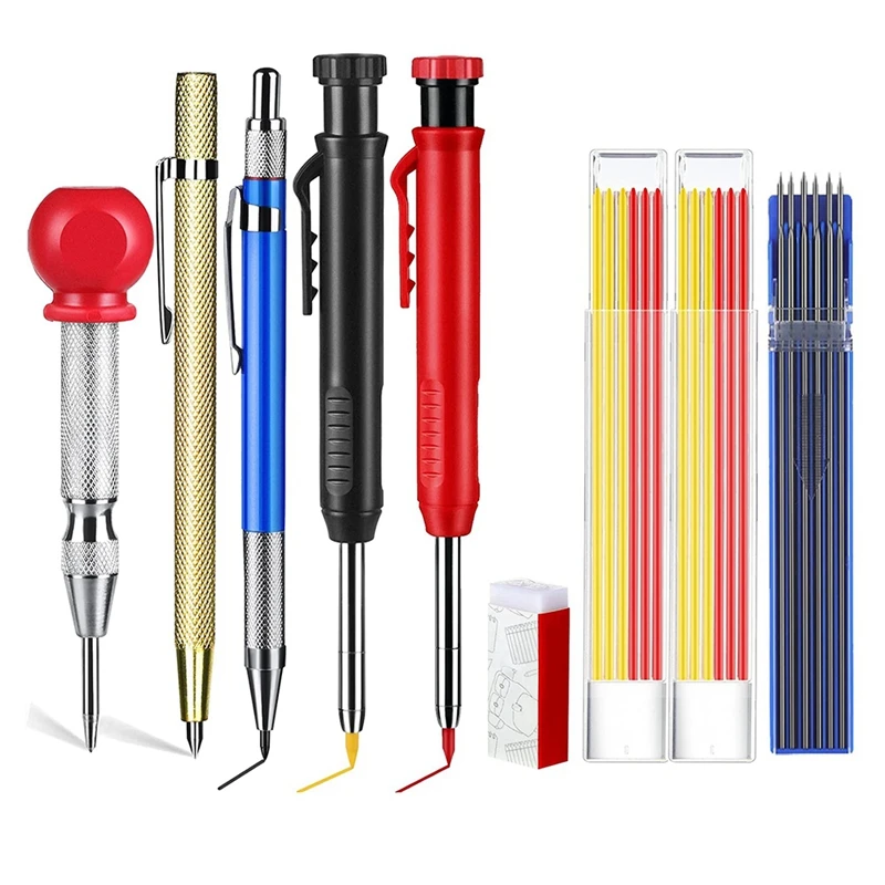 Mechanical Carpenter Pencils Set With 36 Pcs Refills, Carbide Scribe Tool, Solid Deep Hole Woodworking Pencils
Mechanical Carpenter Pencils Set With 36 Pcs Refills, Carbide Scribe Tool, Solid Deep Hole Woodworking Pencils